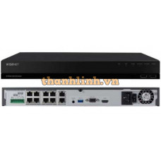 Đầu ghi hình 1U Wave PoE NVR (Intel based), supports: 8 channels with 8 PoE/PoE+ ports (PoE Budget 100W), Wisenet Samsung WRN-810S